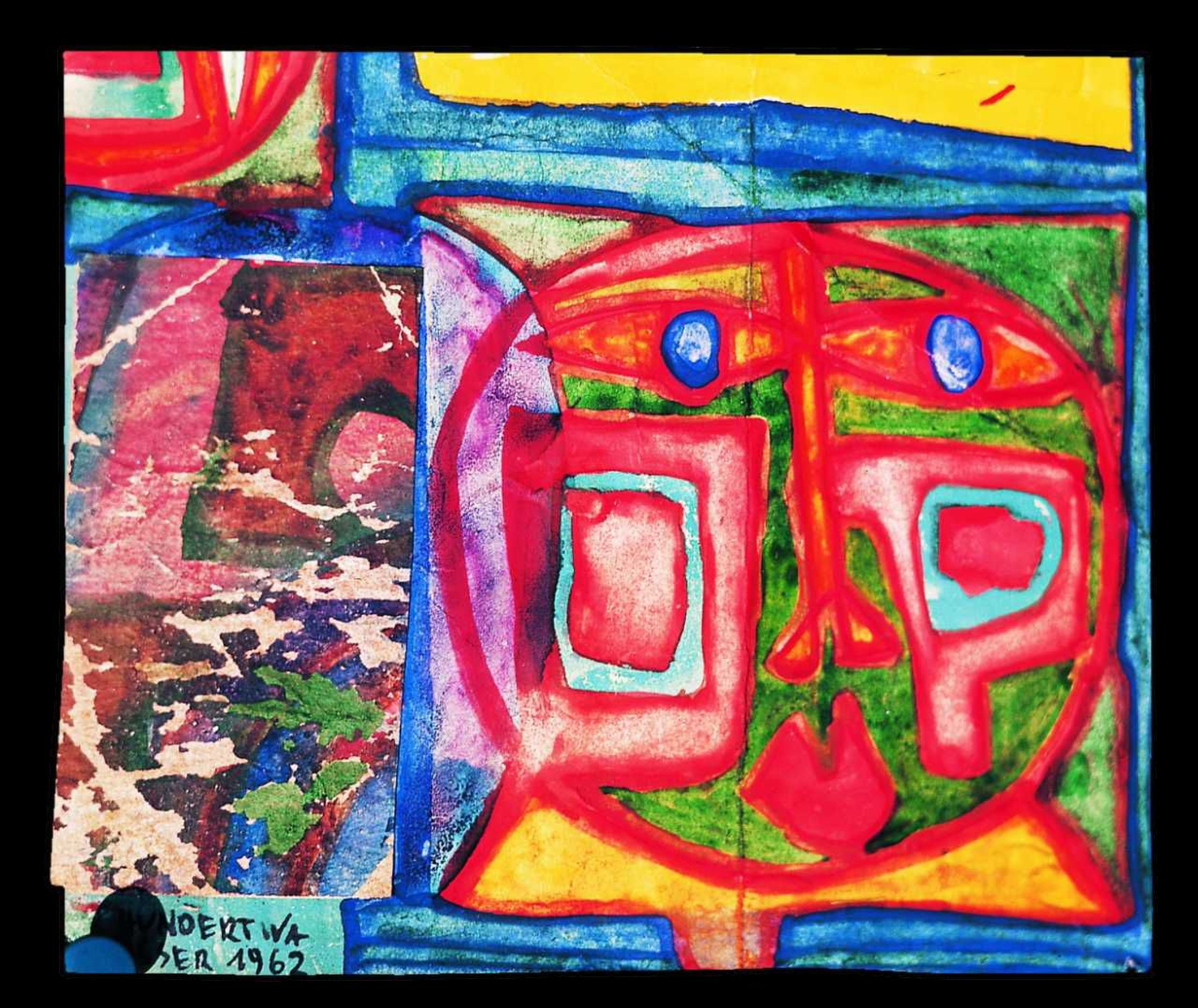 Hundertwasser - HÄNDLER IM SILBERSPIEGEL - FENSTERKOPF MIT SILBERSPIEGEL